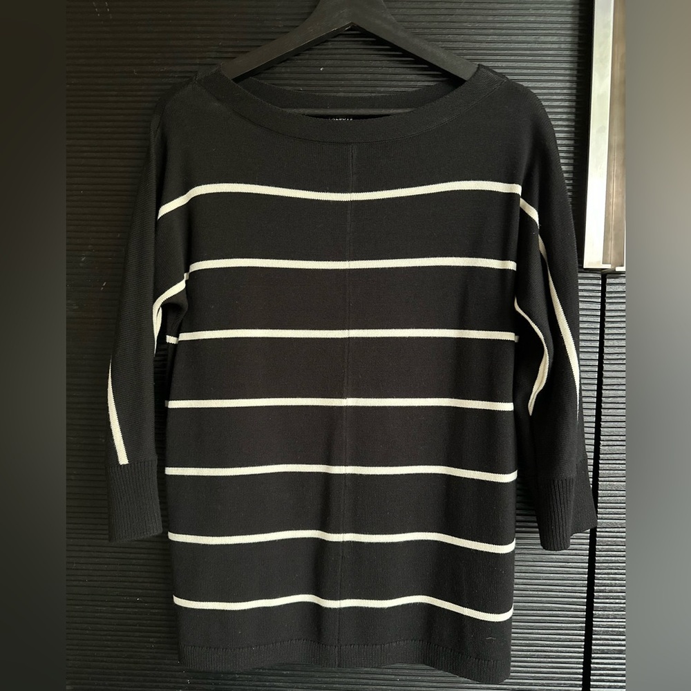 Talbots Black and Cream Striped Sweater